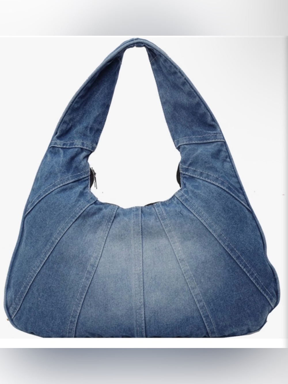 Casual Denim Hobo Bag - Blue